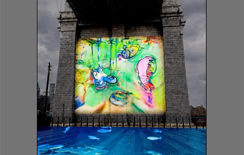 Aqua Cosmos: The Hudson Canyon Projection at Brooklyn Bridge Park