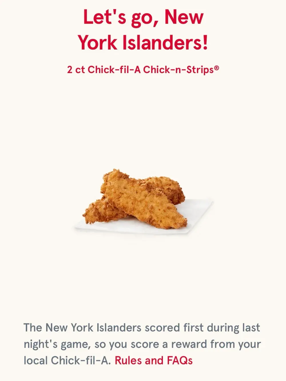 Chick-fil-A Islanders Free Chick-n-Strips