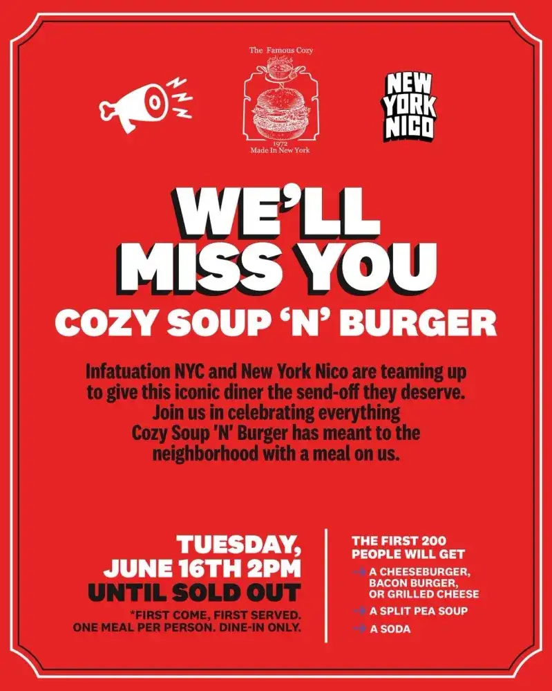 Cozy Soup N Burger Send Off