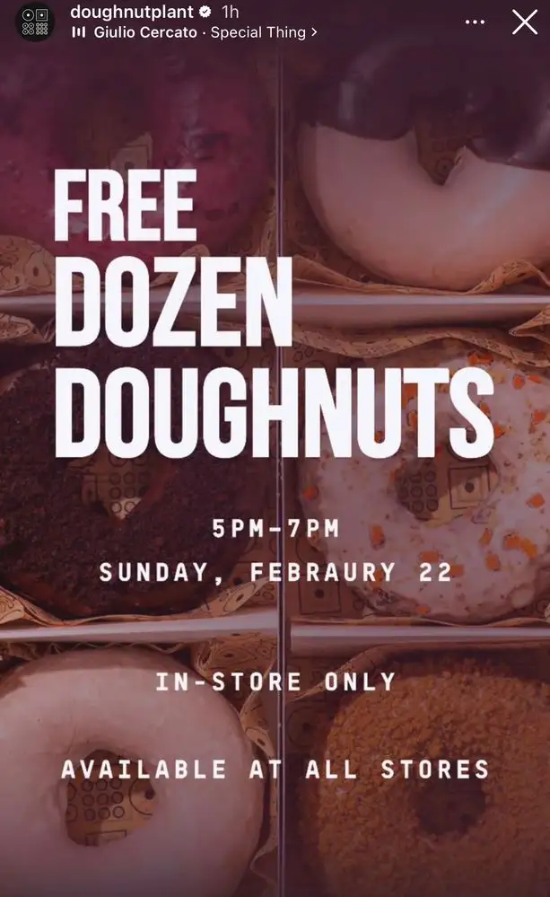Doughnut Plant Free Dozen Doughnuts