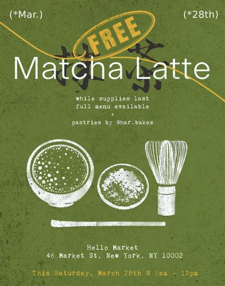 Free Matcha Latte from Casa Sui