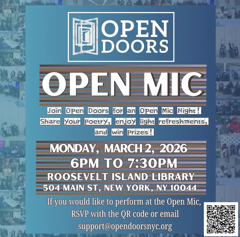 OPEN DOORS x Roosevelt Island Library Open Mic