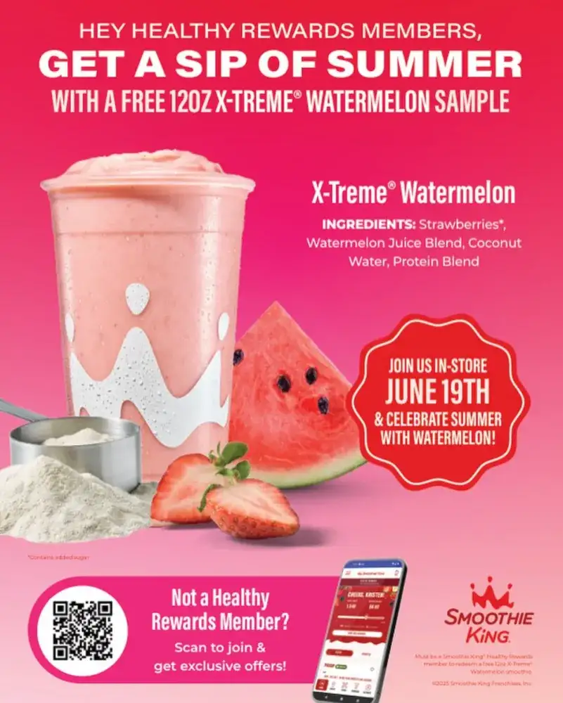 Smoothie King Free Watermelon Smoothie