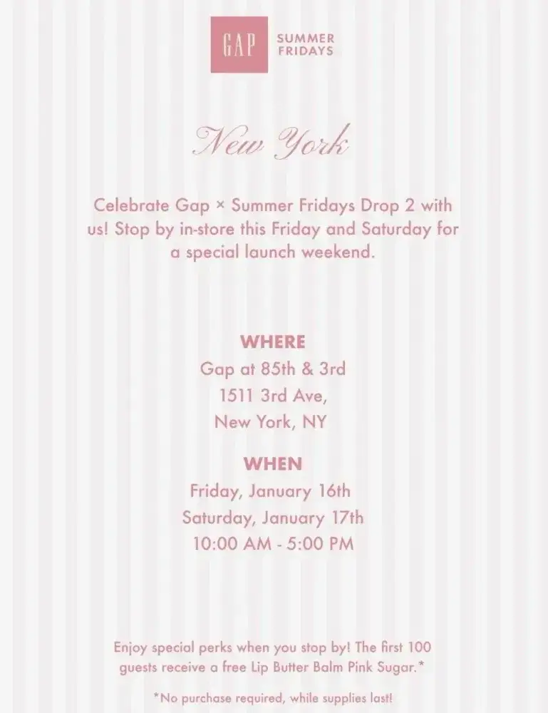 Summer Fridays x Gap Drop