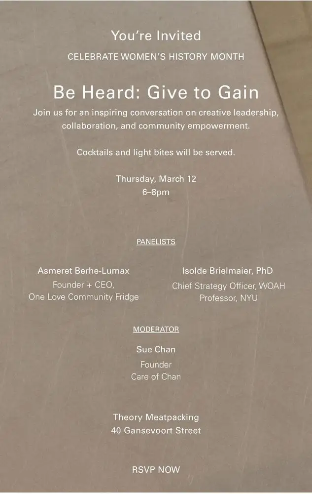 Theory Women's History Month Be Heard: Give to Gain