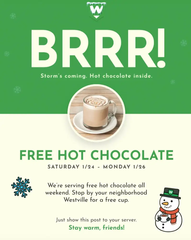 Westville Free Hot Chocolate