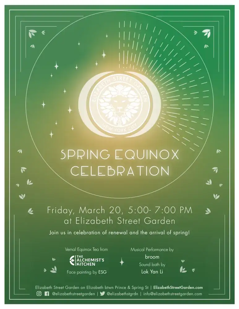 Elizabeth Street Garden SPRING EQUINOX CELEBRATION