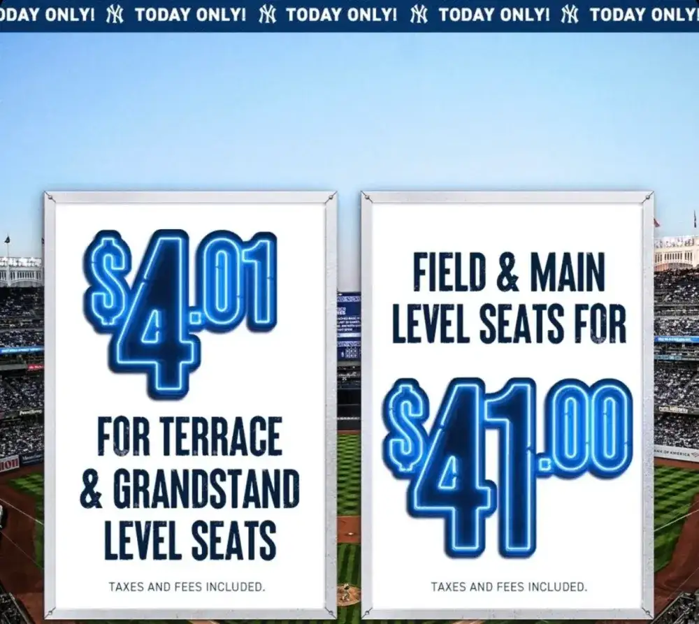 Yankees $4.01 Tickets