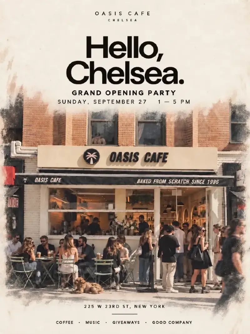 Oasis Cafe Chelsea Grand Opening