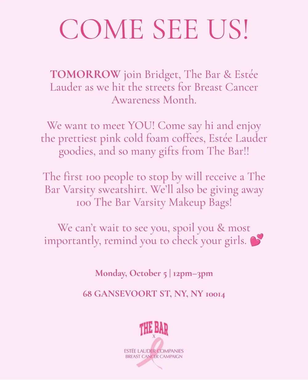 The Bar x Estée Lauder Breast Cancer Awareness Month